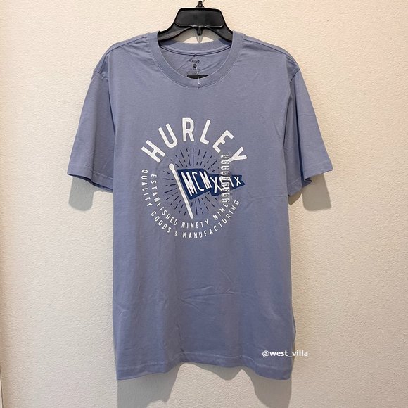 Hurley Varsity Athletics GraphicMens Cotton Jersey Short Sleeve Shirt Gray Large - Picture 1 of 3